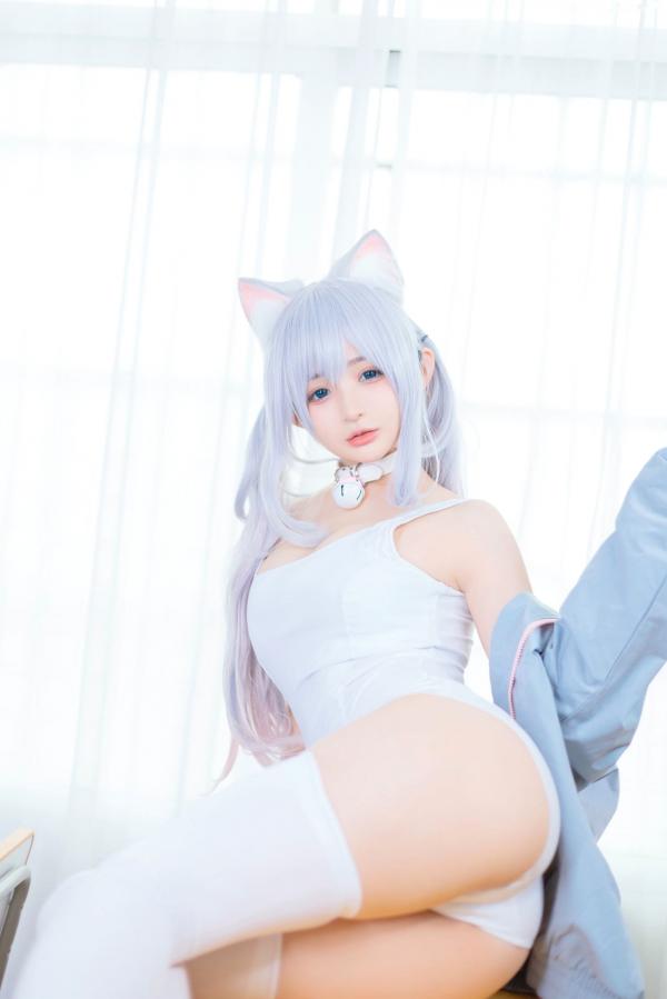    桜井宁宁-036-宁宁喵：元气猫耳少女校园角色扮演，穿连体衣配运动外套的二次元写真第6张图片