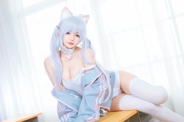    桜井宁宁-036-宁宁喵：元气猫耳少女校园角色扮演，穿连体衣配运动外套的二次元写真第14张图片