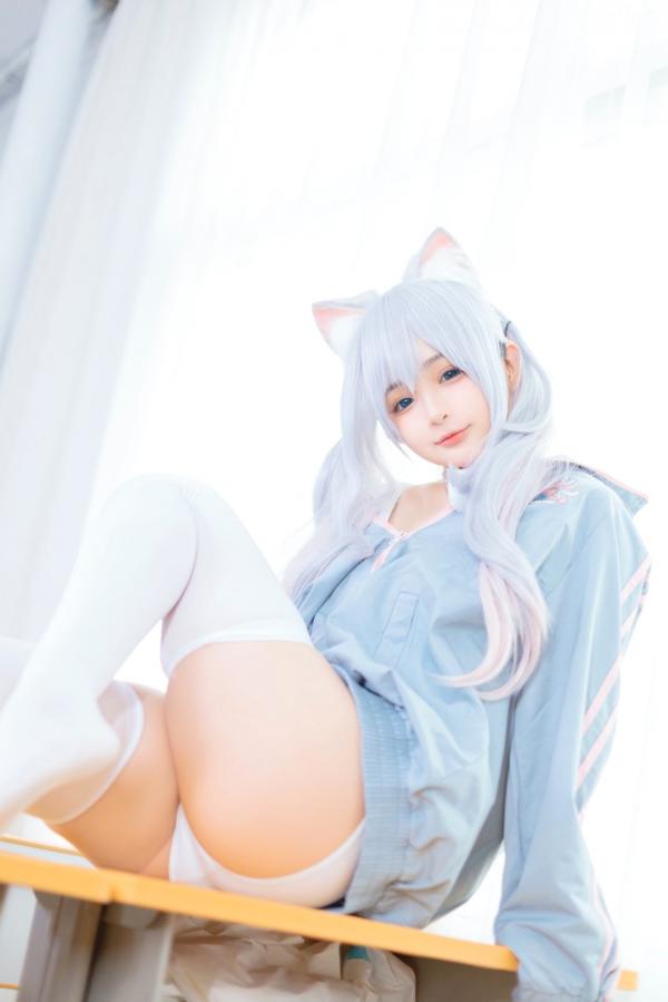    桜井宁宁-036-宁宁喵：元气猫耳少女校园角色扮演，穿连体衣配运动外套的二次元写真第22张图片