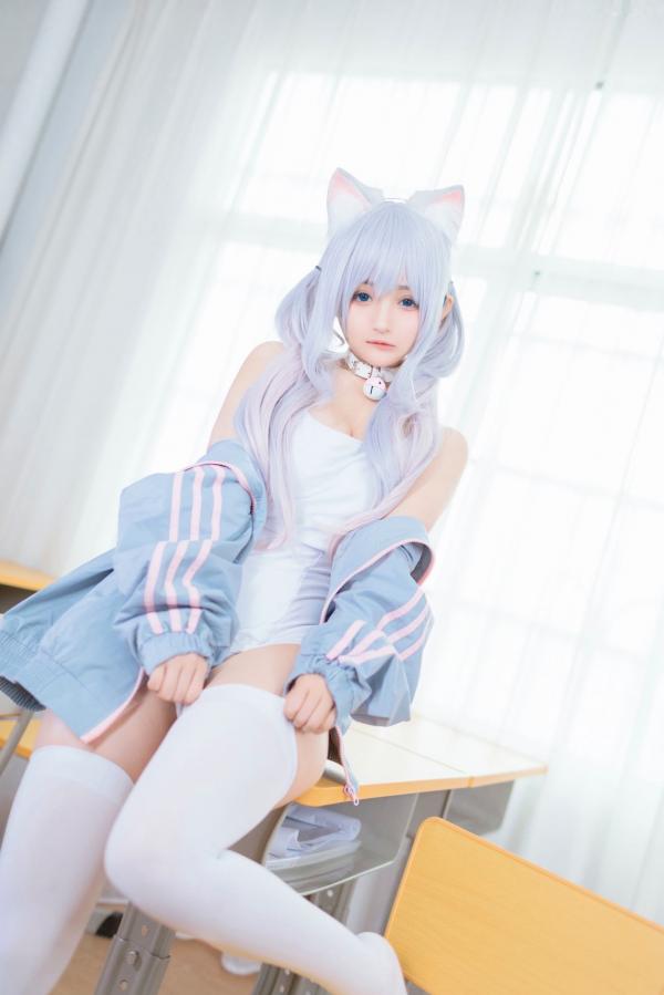    桜井宁宁-036-宁宁喵：元气猫耳少女校园角色扮演，穿连体衣配运动外套的二次元写真第47张图片