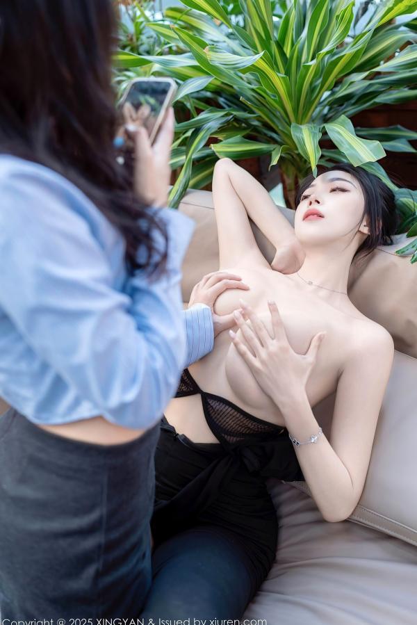    星颜社清妙：职场诱惑与黑蕾丝内衣的极致碰撞，上演让人心跳加速的深情暧昧，尽显傲人身材曲线第48张图片