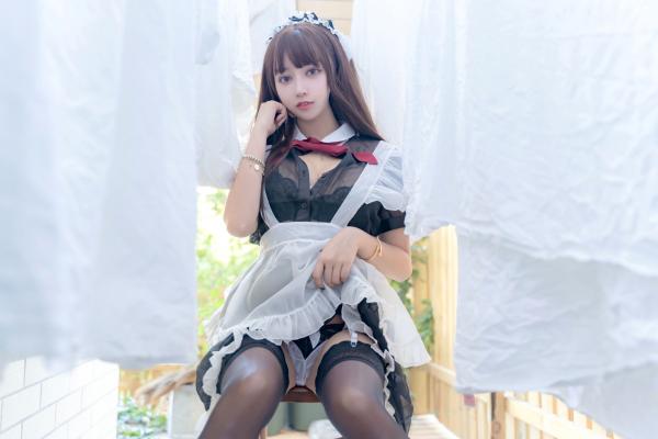 过期米线线喵   过期米线线喵-091-性感黑丝女仆私房，清纯童颜与制服诱惑的极致碰撞，尽显撩人娇态第46张图片