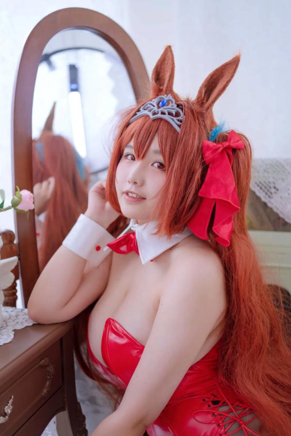    阿半今天很开心 赛马娘大和赤骥COS 极品红发兔女郎性感私房写真[35P]第20张图片