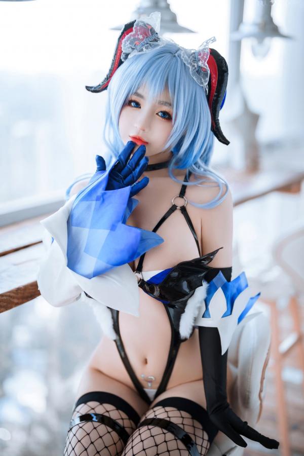 桜井宁宁 樱井宁宁  桜井宁宁-057-甘雨，极致还原cosplay写真，乳胶连体衣配渔网袜，展示绝美身材与诱惑魅力第11张图片