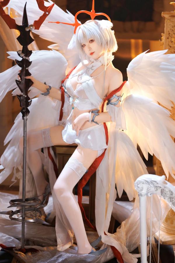    封疆疆v 碧蓝航线珍珠号Cosplay 纯白天使圣洁风角色扮演 极致诱惑私房照[32P]第9张图片