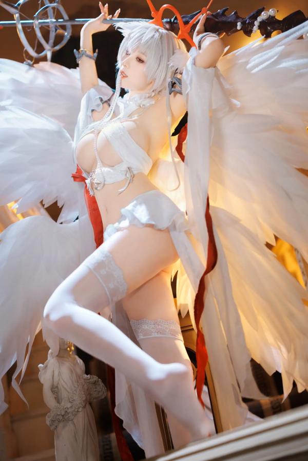    封疆疆v 碧蓝航线珍珠号Cosplay 纯白天使圣洁风角色扮演 极致诱惑私房照[32P]第18张图片