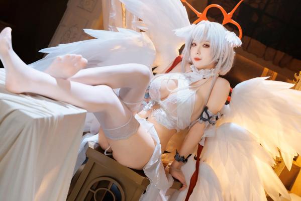   封疆疆v 碧蓝航线珍珠号Cosplay 纯白天使圣洁风角色扮演 极致诱惑私房照[32P]第19张图片