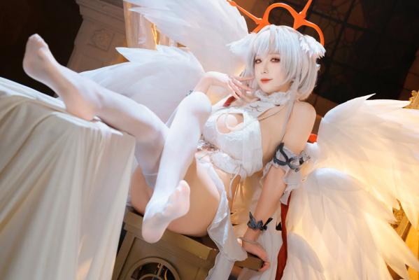    封疆疆v 碧蓝航线珍珠号Cosplay 纯白天使圣洁风角色扮演 极致诱惑私房照[32P]第20张图片