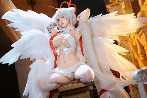    封疆疆v 碧蓝航线珍珠号Cosplay 纯白天使圣洁风角色扮演 极致诱惑私房照[32P]第22张图片
