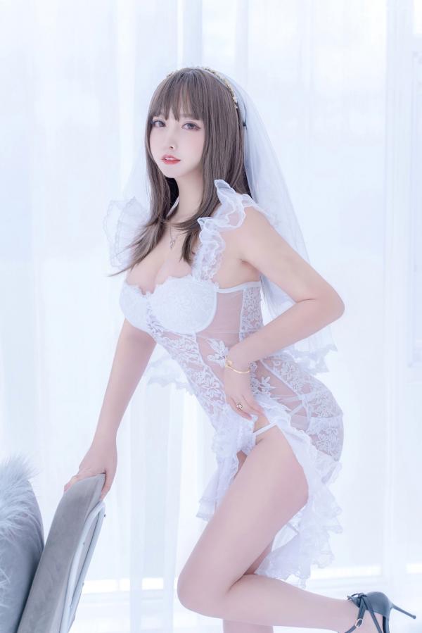    过期米线线喵-061-白雪姬，纯欲婚纱风白色蕾丝内衣诱惑，清新脱俗的私房美图第10张图片