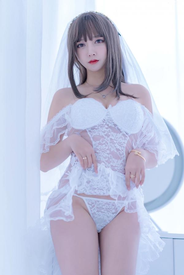    过期米线线喵-061-白雪姬，纯欲婚纱风白色蕾丝内衣诱惑，清新脱俗的私房美图第21张图片