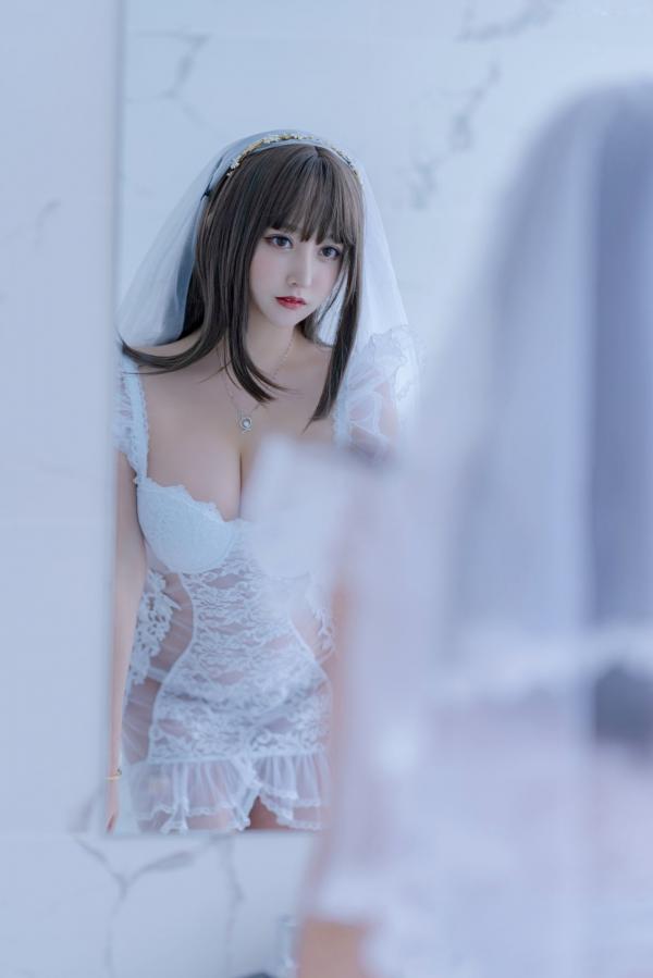    过期米线线喵-061-白雪姬，纯欲婚纱风白色蕾丝内衣诱惑，清新脱俗的私房美图第26张图片