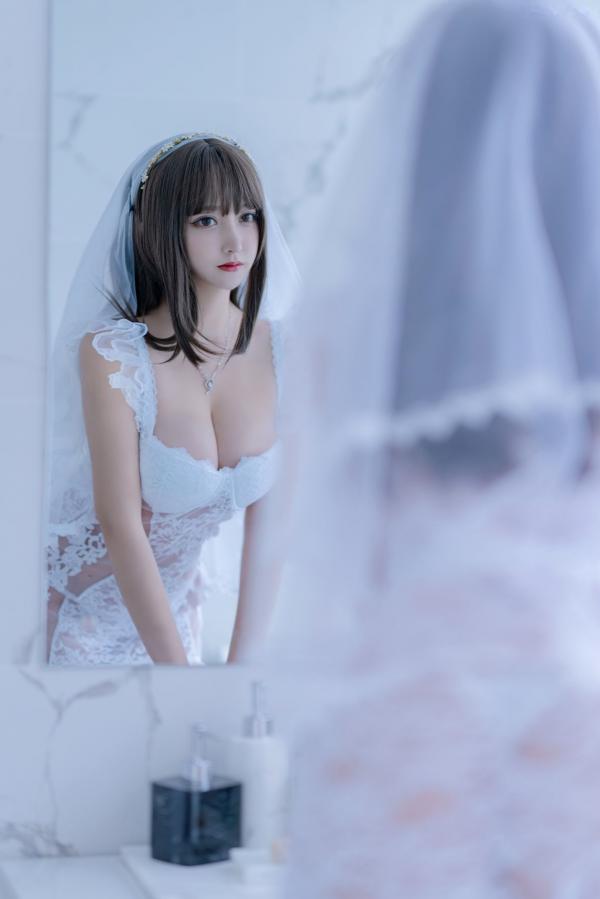    过期米线线喵-061-白雪姬，纯欲婚纱风白色蕾丝内衣诱惑，清新脱俗的私房美图第27张图片