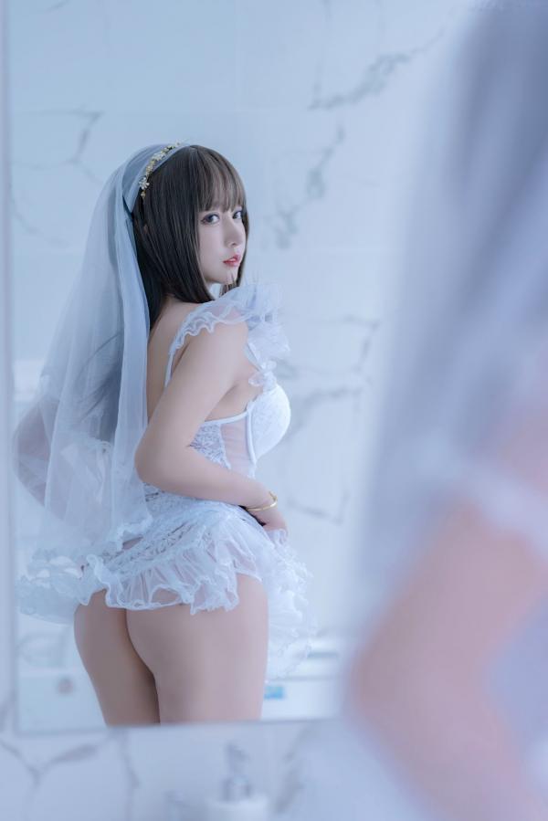    过期米线线喵-061-白雪姬，纯欲婚纱风白色蕾丝内衣诱惑，清新脱俗的私房美图第28张图片