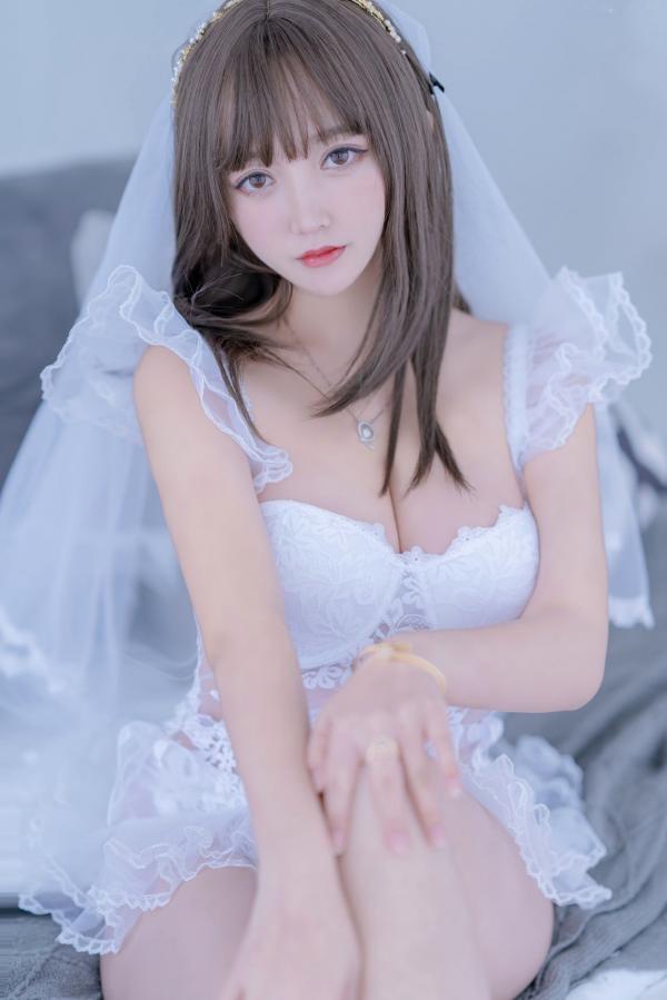    过期米线线喵-061-白雪姬，纯欲婚纱风白色蕾丝内衣诱惑，清新脱俗的私房美图第46张图片