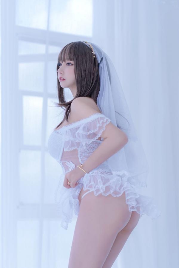    过期米线线喵-061-白雪姬，纯欲婚纱风白色蕾丝内衣诱惑，清新脱俗的私房美图第60张图片