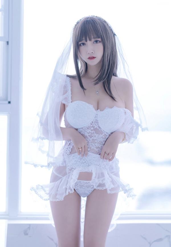    过期米线线喵-061-白雪姬，纯欲婚纱风白色蕾丝内衣诱惑，清新脱俗的私房美图第61张图片