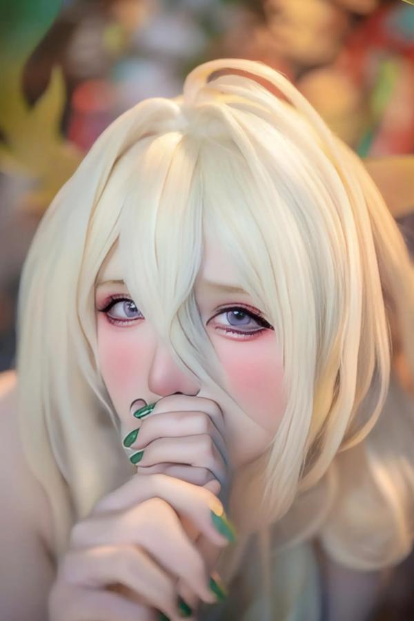    阿薰kaOri碧蓝航线金狮Cosplay，纯白蕾丝仙气女神写真，梦幻圣殿风格极致诱惑大片第80张图片