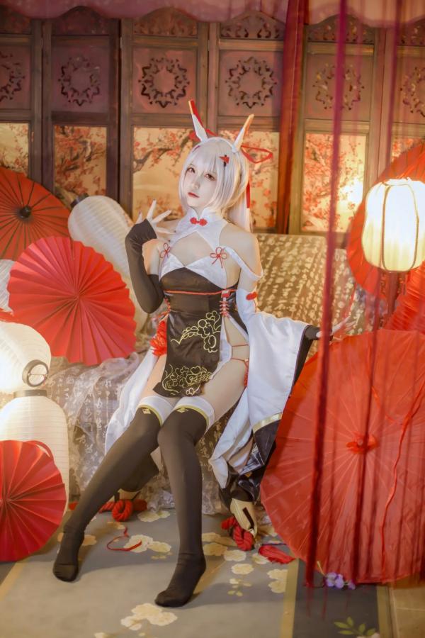    [二佐Nisa] 碧蓝航线绫波新春旗袍Cosplay，精致绝美演绎，国风红白配色氛围感写真，还原度极高，视觉盛宴 [27P]第5张图片