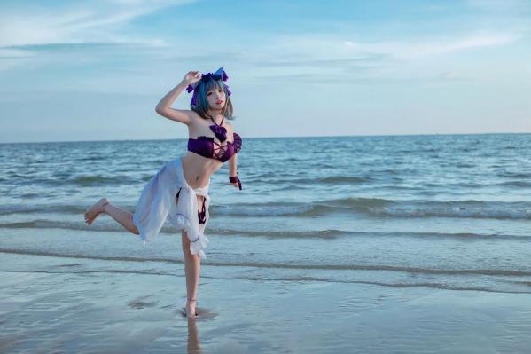    二佐Nisa - 碧蓝航线柴郡泳装COS，海边比基尼写真，极致诱惑甜美猫耳少女，清凉夏日清新私房照 [30P]第2张图片