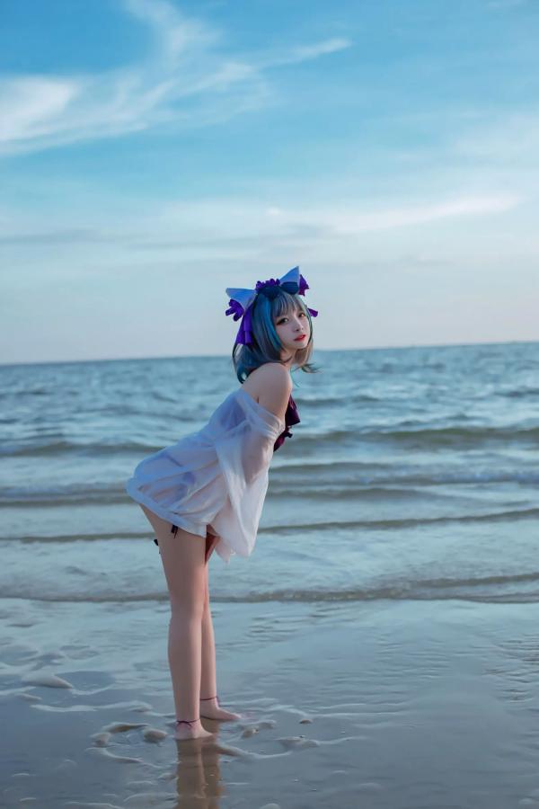    二佐Nisa - 碧蓝航线柴郡泳装COS，海边比基尼写真，极致诱惑甜美猫耳少女，清凉夏日清新私房照 [30P]第5张图片