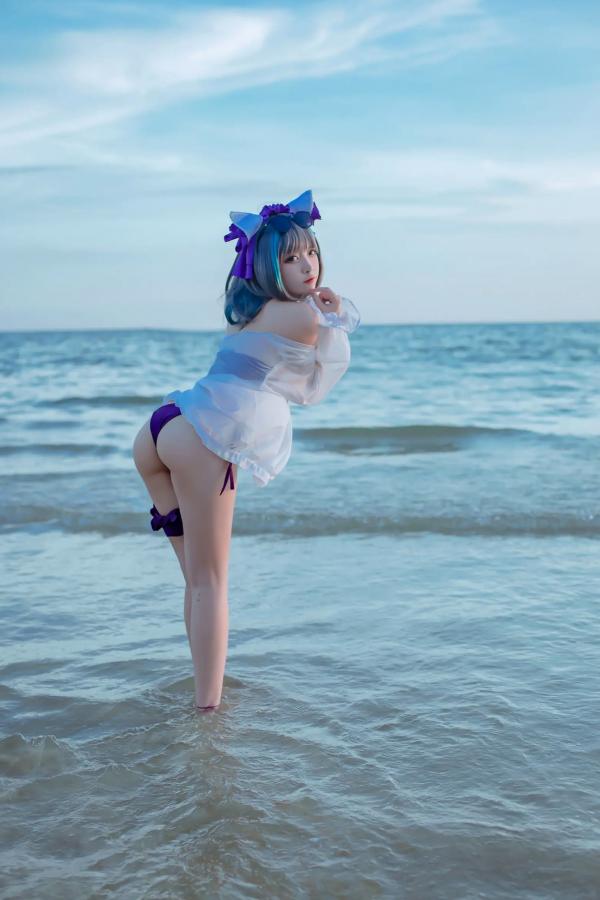    二佐Nisa - 碧蓝航线柴郡泳装COS，海边比基尼写真，极致诱惑甜美猫耳少女，清凉夏日清新私房照 [30P]第13张图片
