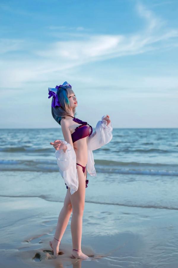    二佐Nisa - 碧蓝航线柴郡泳装COS，海边比基尼写真，极致诱惑甜美猫耳少女，清凉夏日清新私房照 [30P]第18张图片