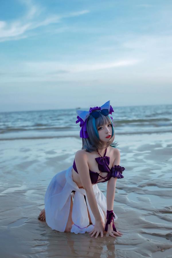    二佐Nisa - 碧蓝航线柴郡泳装COS，海边比基尼写真，极致诱惑甜美猫耳少女，清凉夏日清新私房照 [30P]第29张图片