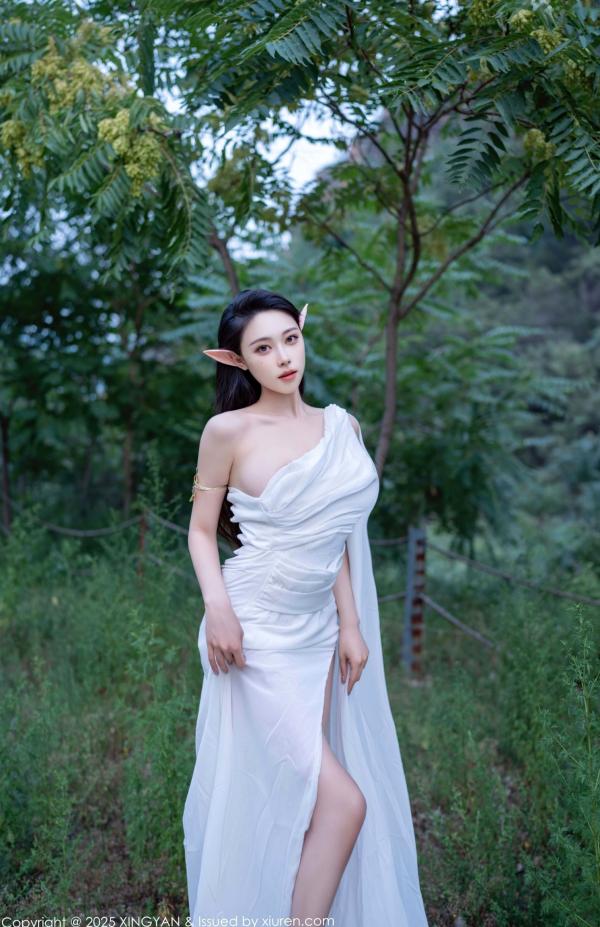    XingYan星颜社-314-清妙-森林精灵Cosplay-白色长裙诱惑-户外仙境写真-2025.02.26第1张图片