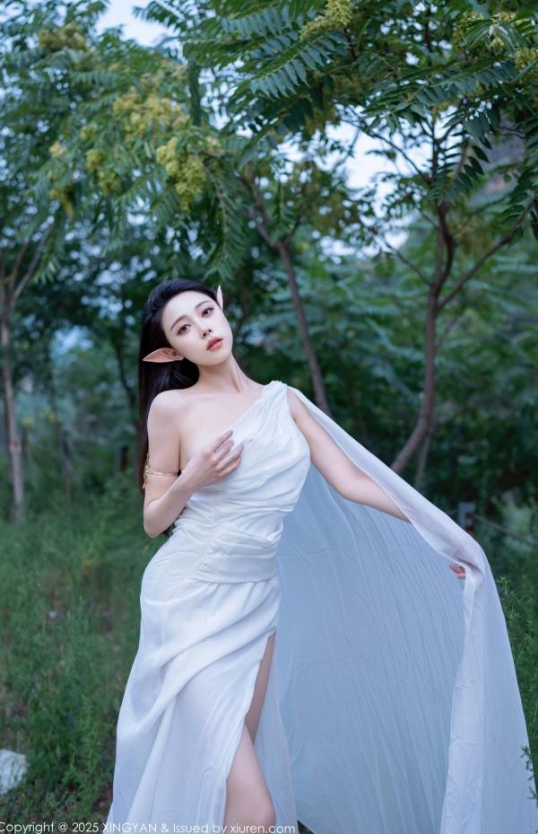    XingYan星颜社-314-清妙-森林精灵Cosplay-白色长裙诱惑-户外仙境写真-2025.02.26第2张图片