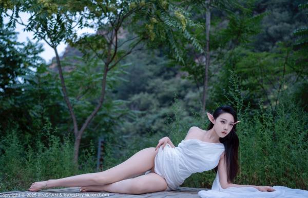   XingYan星颜社-314-清妙-森林精灵Cosplay-白色长裙诱惑-户外仙境写真-2025.02.26第8张图片