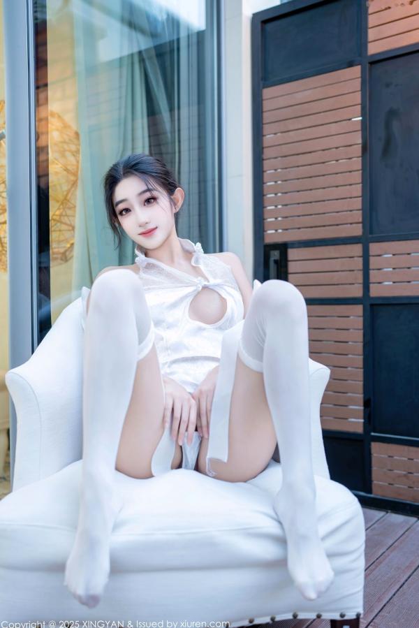    星颜社XingYan-313-星冉：纯白蕾丝情趣短旗袍与极致白丝诱惑，居家私房写真，唯美身姿尽显性感魅力第44张图片