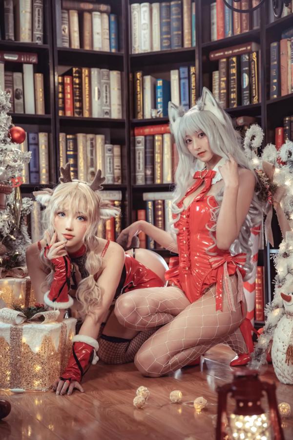    隼隼子 刺青Poi Luisa_零纱 驯鹿与狼 圣诞节主题 Cosplay私房照 红色漆皮制服 诱惑角色扮演 节日氛围感女神第9张图片