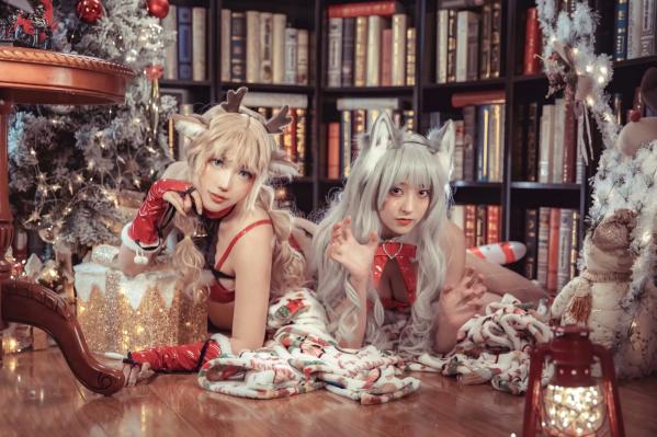    隼隼子 刺青Poi Luisa_零纱 驯鹿与狼 圣诞节主题 Cosplay私房照 红色漆皮制服 诱惑角色扮演 节日氛围感女神第11张图片