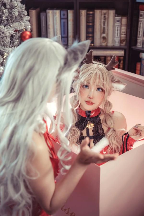    隼隼子 刺青Poi Luisa_零纱 驯鹿与狼 圣诞节主题 Cosplay私房照 红色漆皮制服 诱惑角色扮演 节日氛围感女神第36张图片