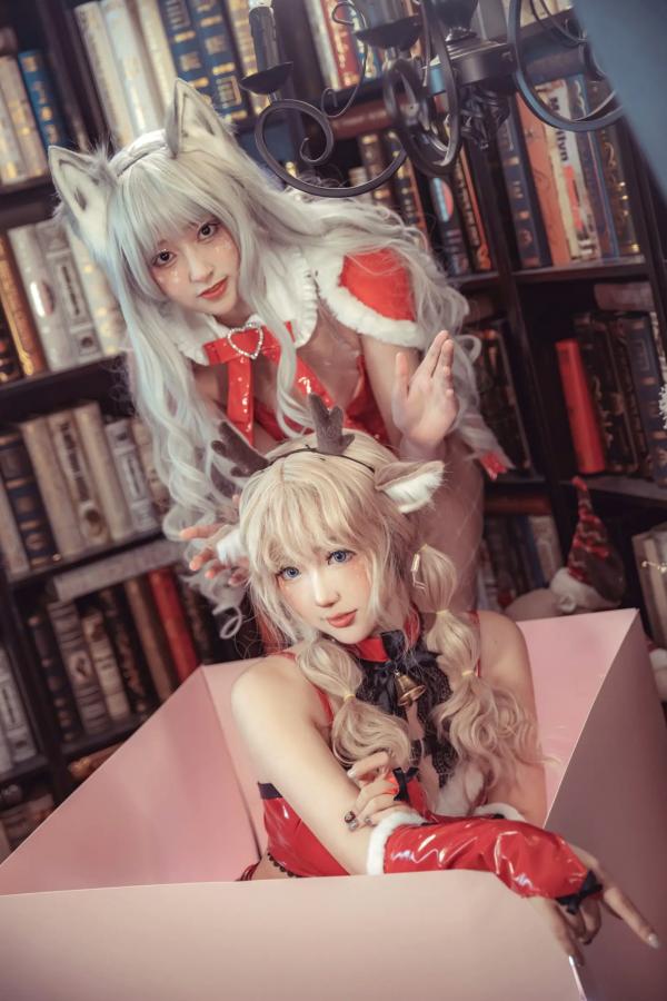    隼隼子 刺青Poi Luisa_零纱 驯鹿与狼 圣诞节主题 Cosplay私房照 红色漆皮制服 诱惑角色扮演 节日氛围感女神第38张图片