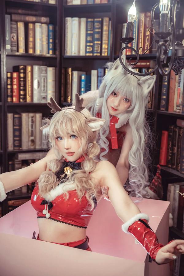    隼隼子 刺青Poi Luisa_零纱 驯鹿与狼 圣诞节主题 Cosplay私房照 红色漆皮制服 诱惑角色扮演 节日氛围感女神第39张图片