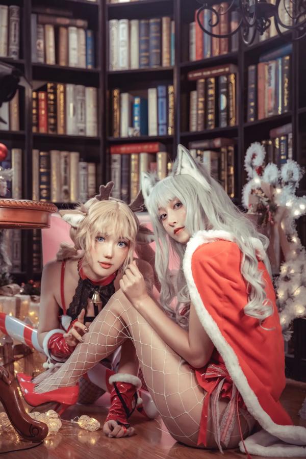    隼隼子 刺青Poi Luisa_零纱 驯鹿与狼 圣诞节主题 Cosplay私房照 红色漆皮制服 诱惑角色扮演 节日氛围感女神第40张图片