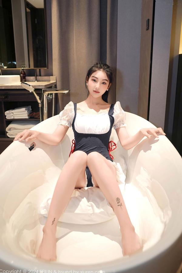    FeiLin嗲囡囡-希恬儿-黑白女仆装浴室内衣大尺度私房照，展现性感曼妙身姿与极致诱惑氛围第4张图片