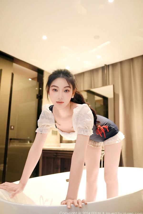    FeiLin嗲囡囡-希恬儿-黑白女仆装浴室内衣大尺度私房照，展现性感曼妙身姿与极致诱惑氛围第16张图片