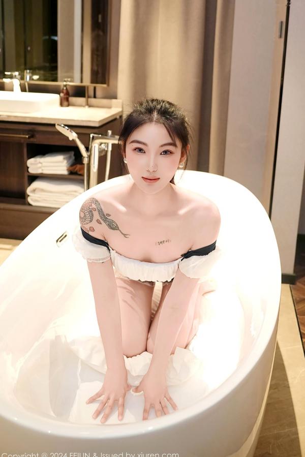    FeiLin嗲囡囡-希恬儿-黑白女仆装浴室内衣大尺度私房照，展现性感曼妙身姿与极致诱惑氛围第17张图片