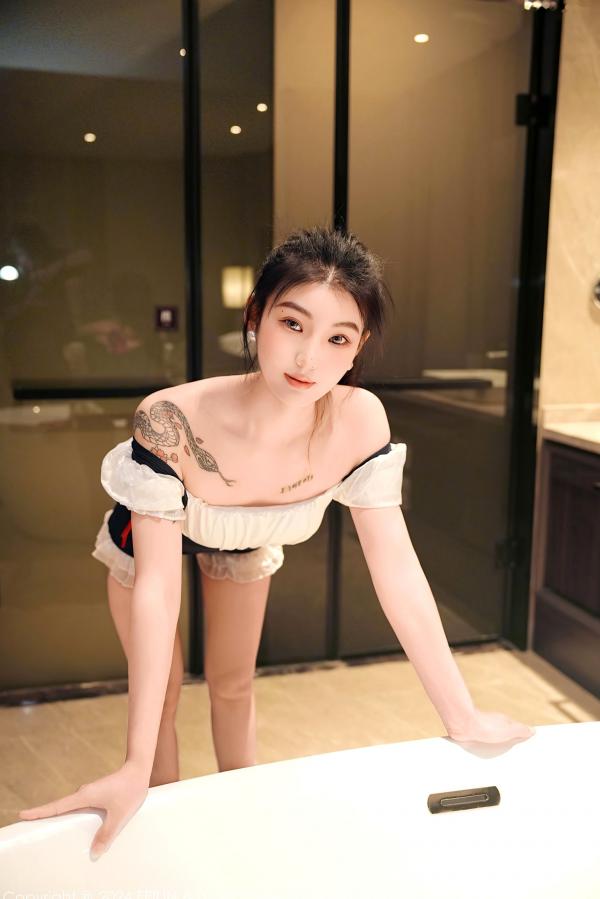    FeiLin嗲囡囡-希恬儿-黑白女仆装浴室内衣大尺度私房照，展现性感曼妙身姿与极致诱惑氛围第26张图片