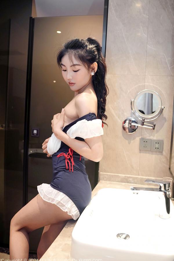    FeiLin嗲囡囡-希恬儿-黑白女仆装浴室内衣大尺度私房照，展现性感曼妙身姿与极致诱惑氛围第33张图片