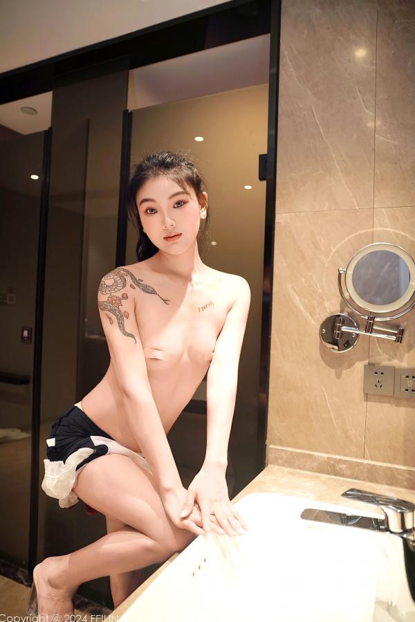    FeiLin嗲囡囡-希恬儿-黑白女仆装浴室内衣大尺度私房照，展现性感曼妙身姿与极致诱惑氛围第50张图片