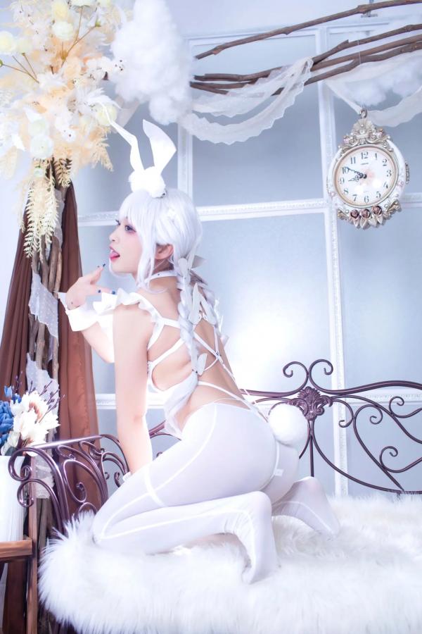    洛璃LoLiSAMA碧蓝航线恶毒兔女郎，白色私房唯美Cosplay，冷艳与清纯的极致诱惑第10张图片