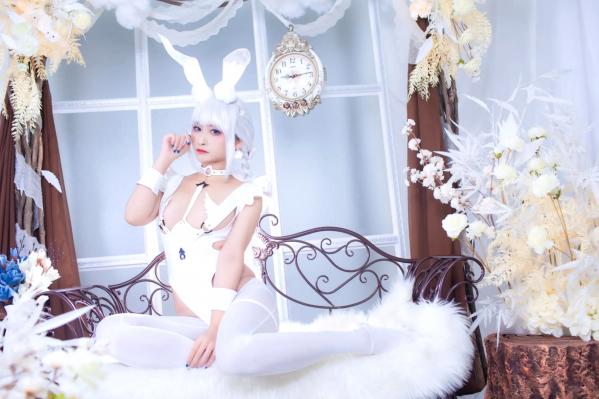    洛璃LoLiSAMA碧蓝航线恶毒兔女郎，白色私房唯美Cosplay，冷艳与清纯的极致诱惑第28张图片