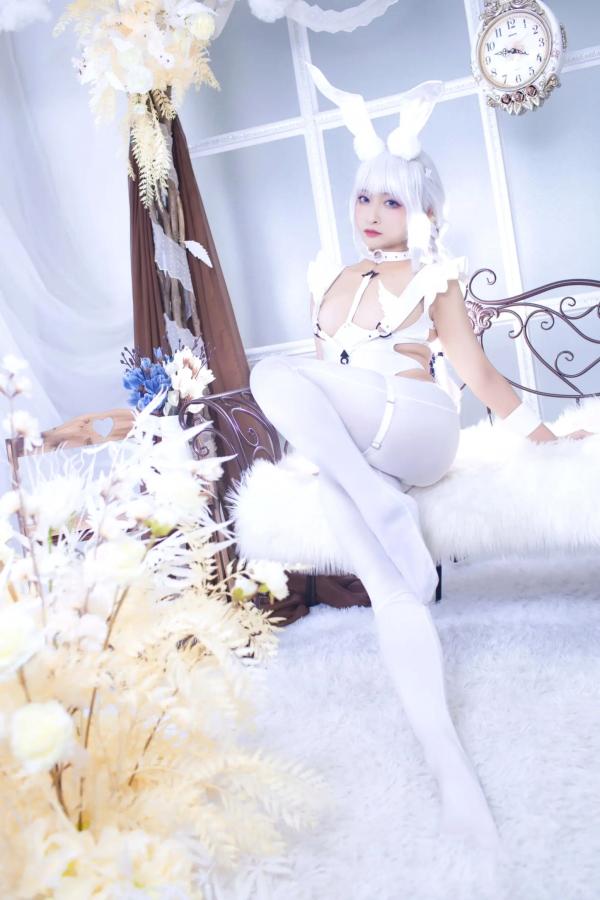    洛璃LoLiSAMA碧蓝航线恶毒兔女郎，白色私房唯美Cosplay，冷艳与清纯的极致诱惑第43张图片