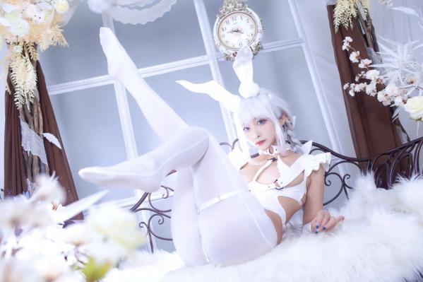    洛璃LoLiSAMA碧蓝航线恶毒兔女郎，白色私房唯美Cosplay，冷艳与清纯的极致诱惑第46张图片
