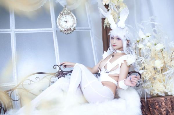    洛璃LoLiSAMA碧蓝航线恶毒兔女郎，白色私房唯美Cosplay，冷艳与清纯的极致诱惑第51张图片