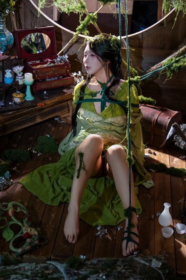    云溪溪 苔缚：森系绳艺艺术，古风幽境下的极致诱惑与大胆视觉私房照第10张图片